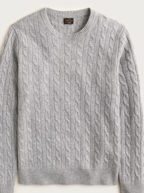 NWT Jcrew Men's 100% cashmere Cable Knit Crewneck Sweater -  Gray, size small